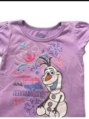 Disney Girls Lavender Olaf Short Sleeve Tee with Colorful Whimsy Accents Size 4T